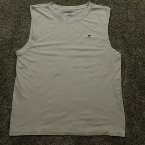 Fabletics Tank‎ Shirt Mens 2XL White Sleeveless Athletic Gym Performance XXL